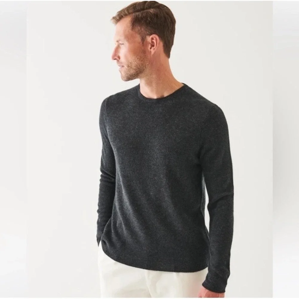 Patrick Assaraf Men's Medium 100% Merino Wool Base Layer Crewneck Sweater‎ Gray